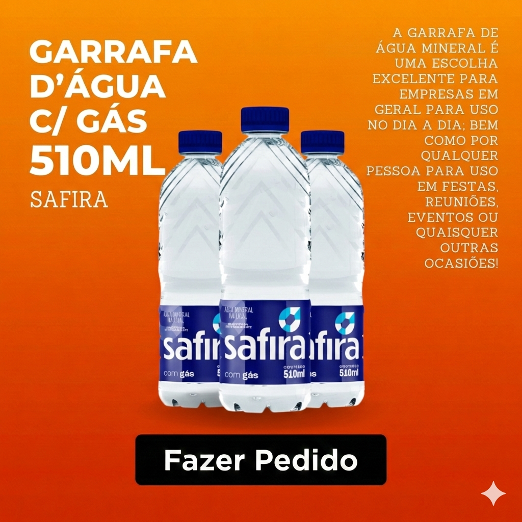 Água Safira 510ml com Gás